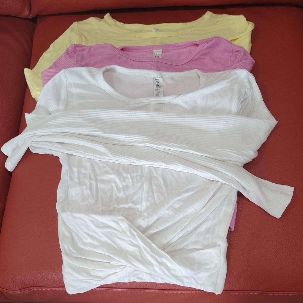 ALO Yoga Casual Crop Tops - White, Pink, Yellow
